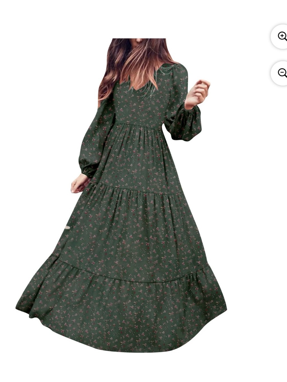 Women’s Dark Green Floral Maxi Dress - Picture 2 of 7